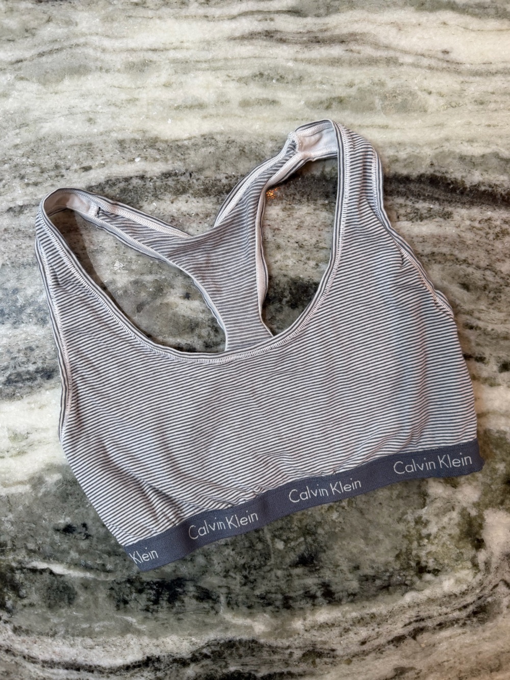 Calvin Klein Gray Striped Racerback Bralette
Small